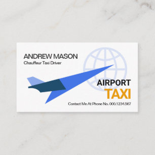 Blue Jet Plane Liftoff Global Airport Taxi Ride Business Card