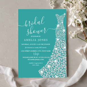 Blue Jewel Dress Bridal Shower Invitation