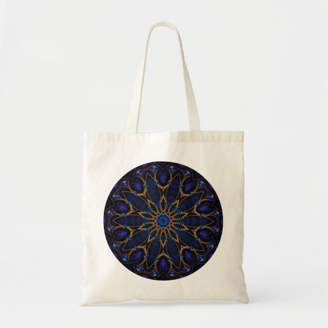 Blue Jewel Kaleidoscope Tote Bag (Front)