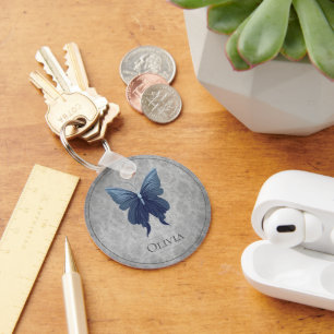 Blue Jeweled Butterfly Key Ring