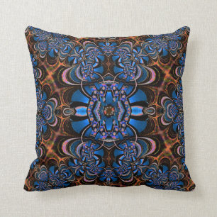 Blue Jewelled Belt on Brown Velvet American MoJo Cushion