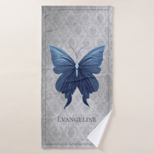 Blue Jewelled Butterfly Bath Towel Set