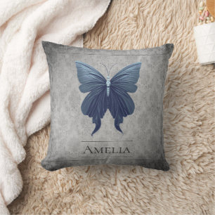Blue Jewelled Butterfly Cushion