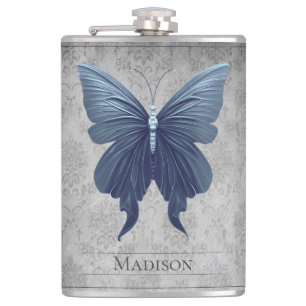 Blue Jewelled Butterfly Flask