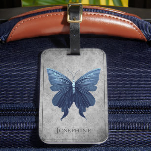 Blue Jewelled Butterfly Luggage Tag