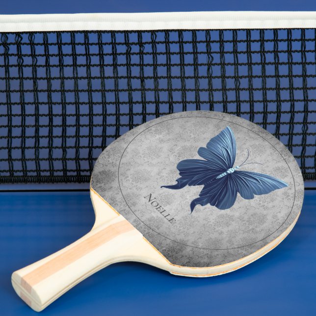 Blue Jewelled Butterfly Ping Pong Paddle (Insitu)