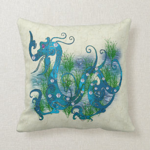 Blue Jewelled Dragon Cushion