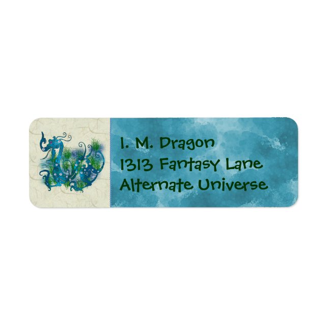 Blue Jewelled Dragon Return Address Label (Front)