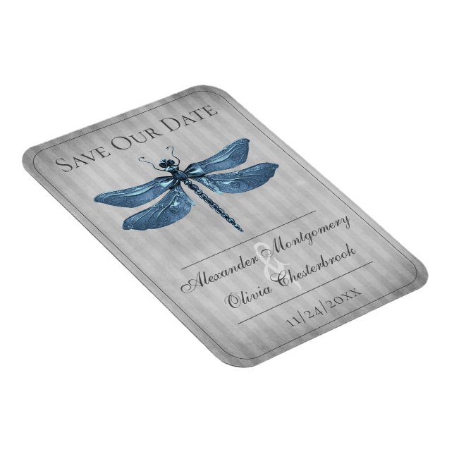 Blue Jewelled Dragonfly Save the Date Magnet (Right Side)