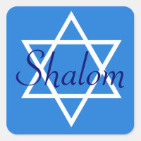 Blue Jewish Square Shalom stickers
