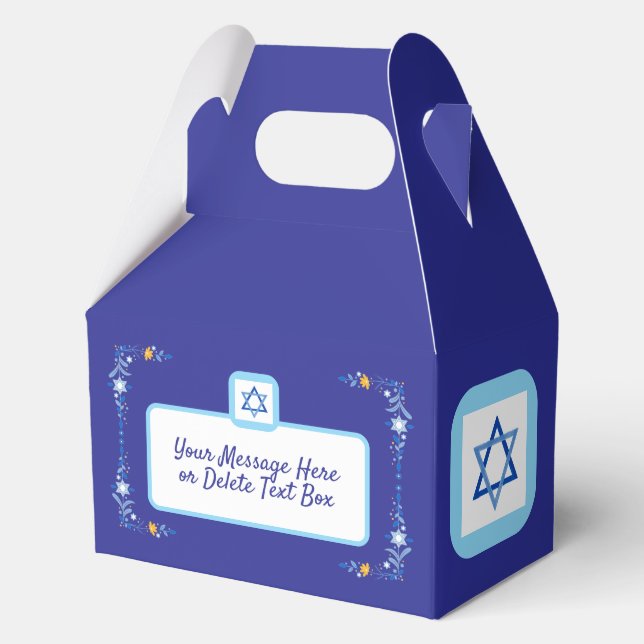 Blue Jewish Star of David with Border Favour Box (Front)