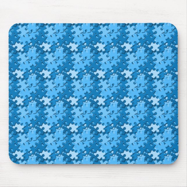 Blue Jigsaw Puzzle Mouse Pad (Front)