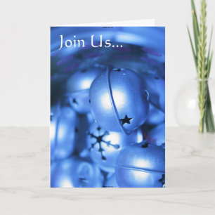 Blue Jingle Bells Holiday Invitation