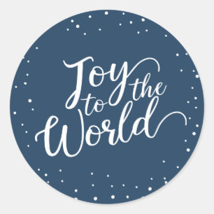 Blue Joy to the World Holiday Classic Round Sticker