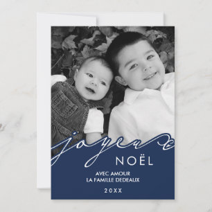 Blue Joyeux Noël Photo Holiday Card