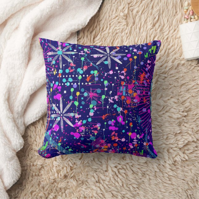 Blue Jubilee Abstract Art  Cushion (Blanket)