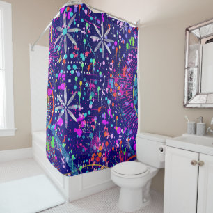 Blue Jubilee Abstract Art Shower Curtain