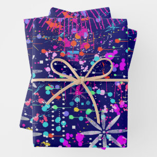 Blue Jubilee Abstract Art Wrapping Paper Sheet
