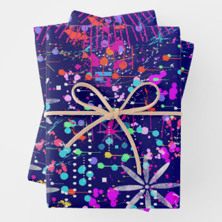 Blue Jubilee Abstract Art  Wrapping Paper Sheet