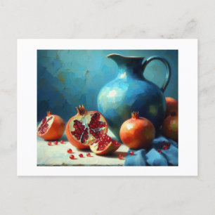 Blue Jug and Pomegranates, Postcard