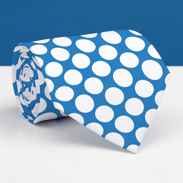 Blue Jumbo Polka Dots Custom Necktie (Creator Uploaded)