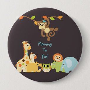 Blue Jungle Safari Personalised Mummy to Be Button