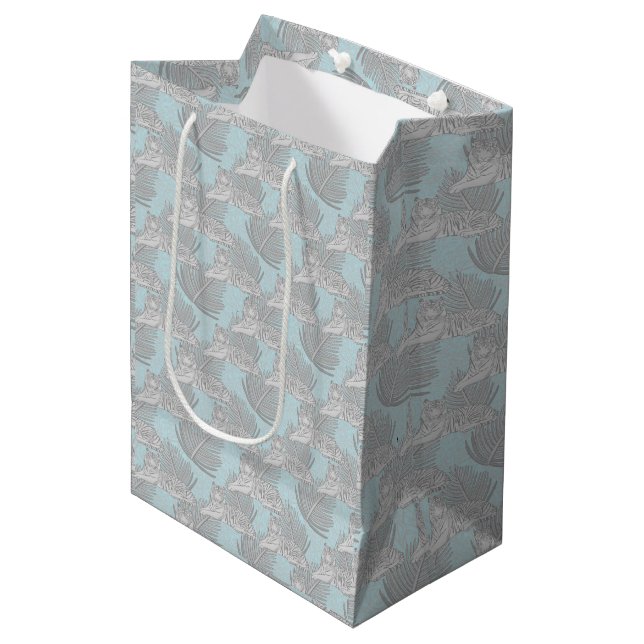 Blue Jungle Tiger Pattern Medium Gift Bag (Front Angled)