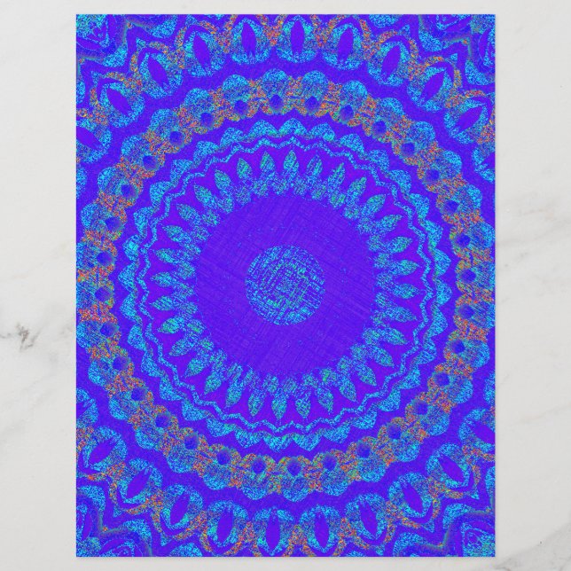 Blue Kaleidoscope Bulk Scrapbook Paper Pages (Front)