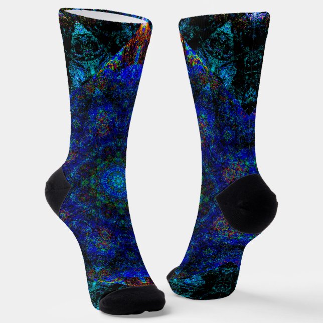 Blue Kaleidoscope, Crew Socks  (Angled)