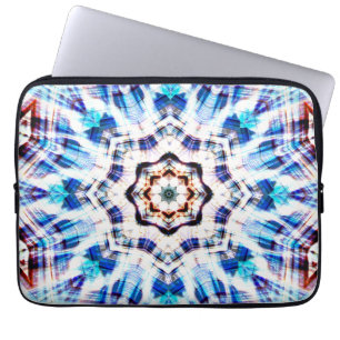 Blue kaleidoscope mix of texture and fabric woven laptop sleeve
