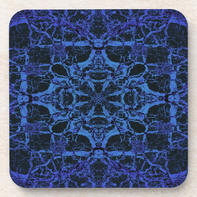 Blue kaleidoscope pattern coaster (Front)