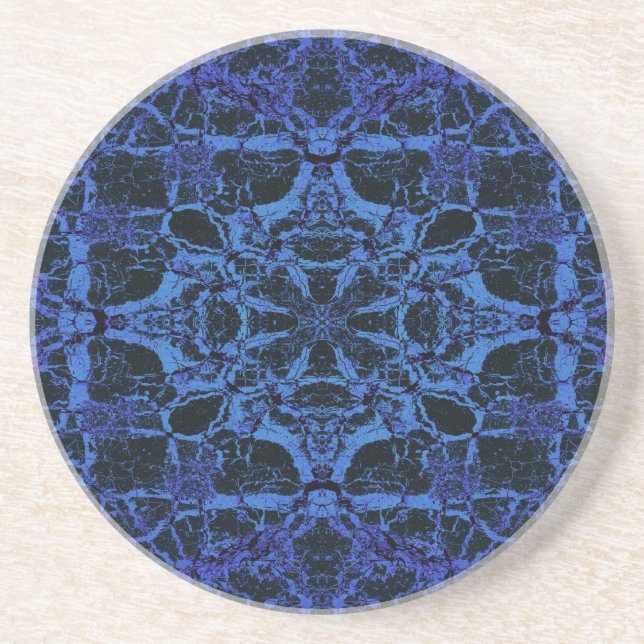 Blue kaleidoscope pattern coaster (Front)