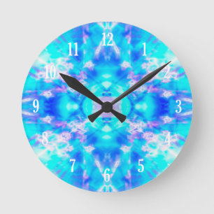 Blue kaleidoscope pattern round clock