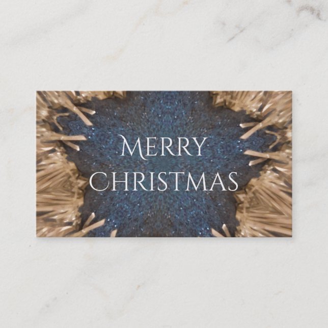 Blue Kaleidoscope Star Wicker Background Business Card (Front)