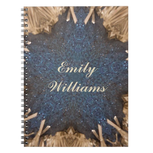 Blue Kaleidoscope Star Wicker Background Notebook (Front)