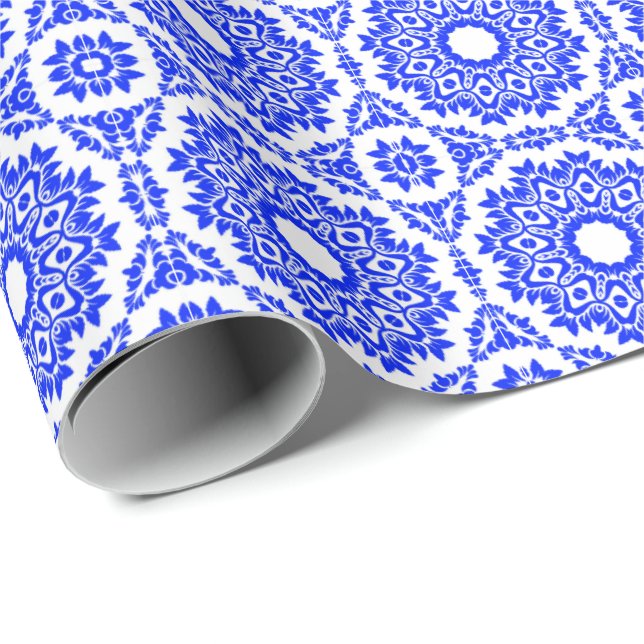 Blue Kaleidoscope Wrapping Paper (Roll Corner)