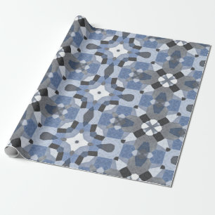 blue kaleidoscope wrapping paper