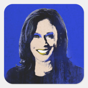 Blue Kamala Harris Pop Art Square Sticker