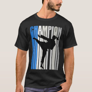 Blue Karate Champion Girls Birthday Competition Te T-Shirt