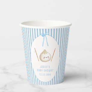 Blue Kawaii Boy Bow Asian Dumpling Baby Shower Paper Cups