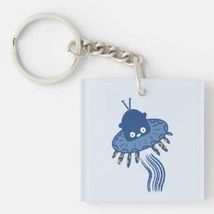 Blue Kawaii Octopus UFO Key Ring
