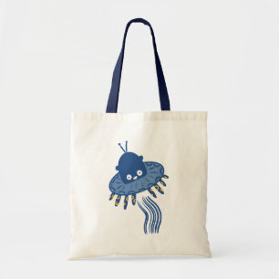 Blue Kawaii Octopus UFO Tote Bag
