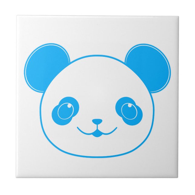 Blue Kawaii Panda Bear Ceramic Tile (Front)