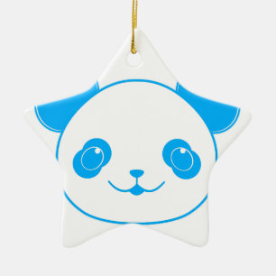 Blue Kawaii Panda Bear Ceramic Tree Decoration
