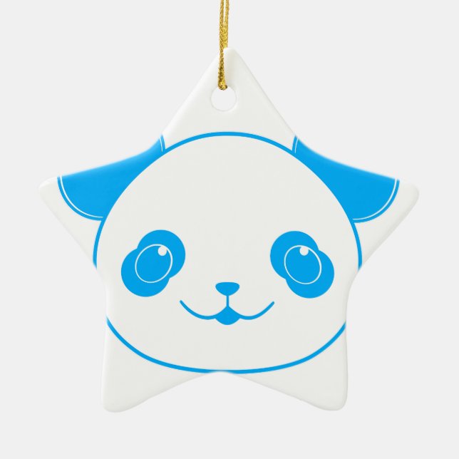 Blue Kawaii Panda Bear Ceramic Tree Decoration (Front)