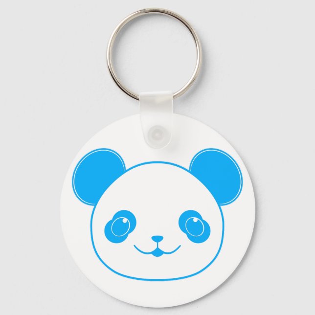 Blue Kawaii Panda Bear Key Ring (Front)