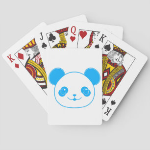 Blue Kawaii Panda Bear Playing Cards