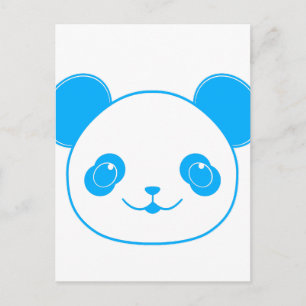 Blue Kawaii Panda Bear Postcard
