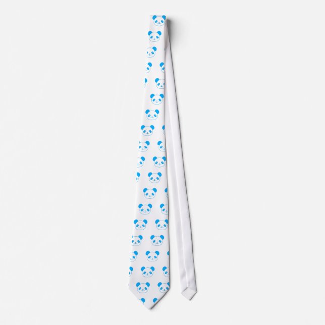 Blue Kawaii Panda Bear Tie (Front)