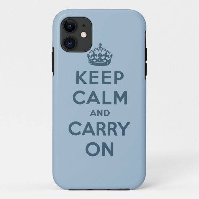 Blue Keep Calm And Carry On Case-Mate iPhone Case (Back)